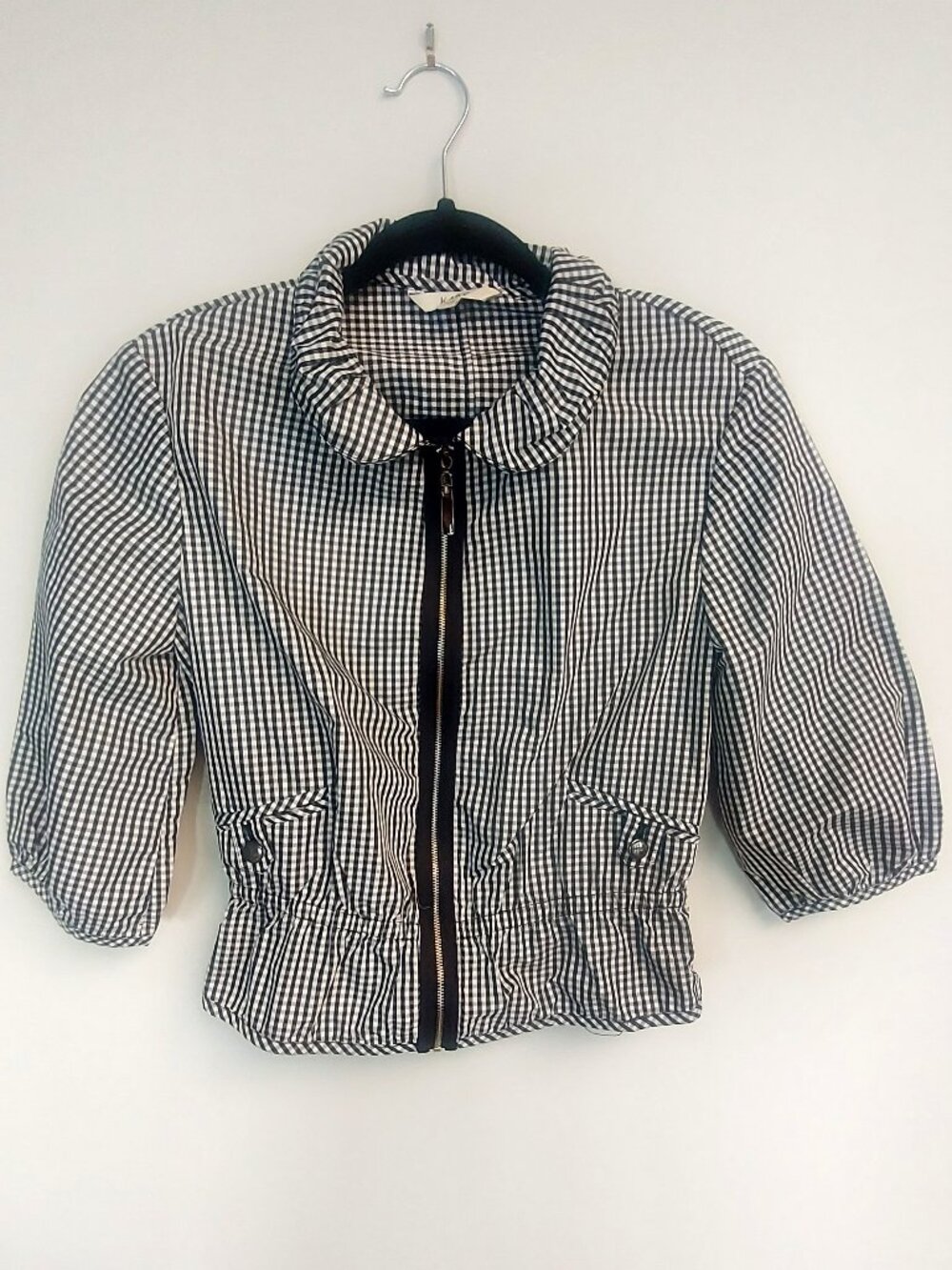 Adorable Kako Black and White Zip Front, 3/4 Sleeve Jacket - Size 36 (US S)